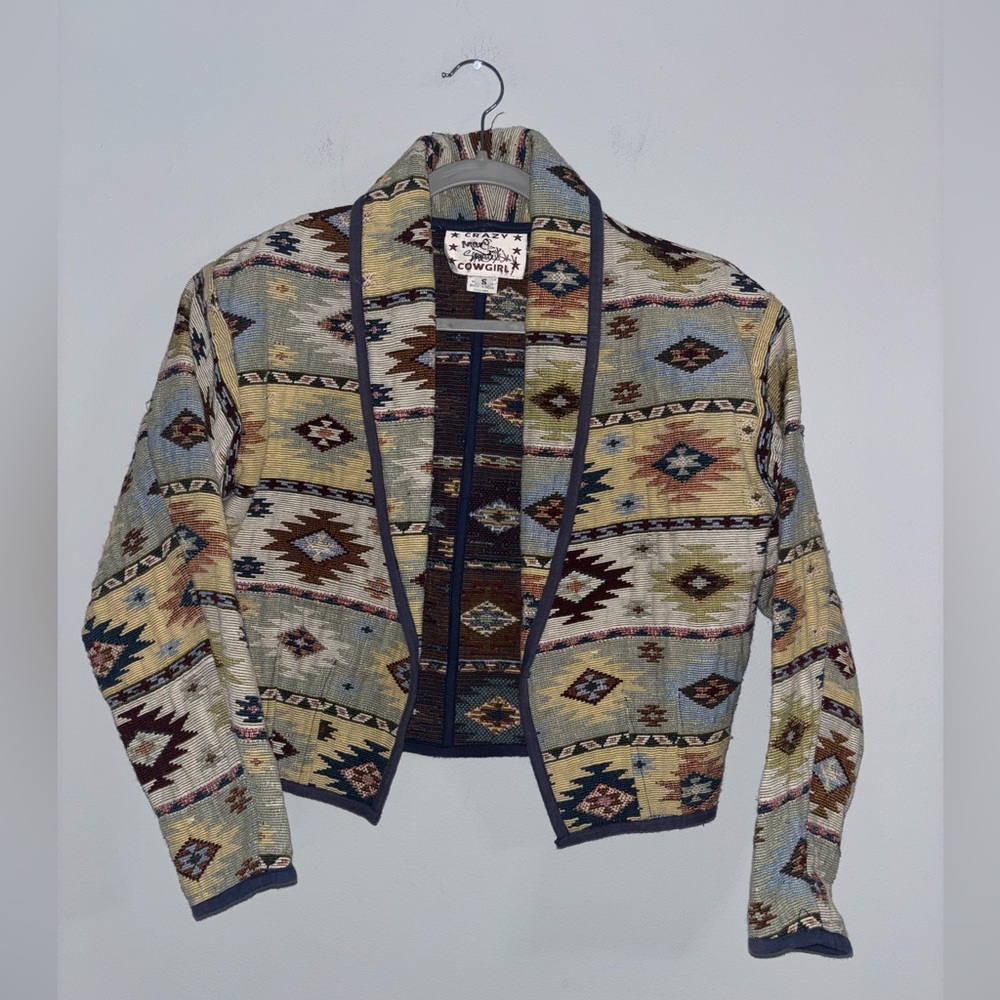 Vintage Crazy Horse Cowgirl Southwestern Cropped Jacket Aztec